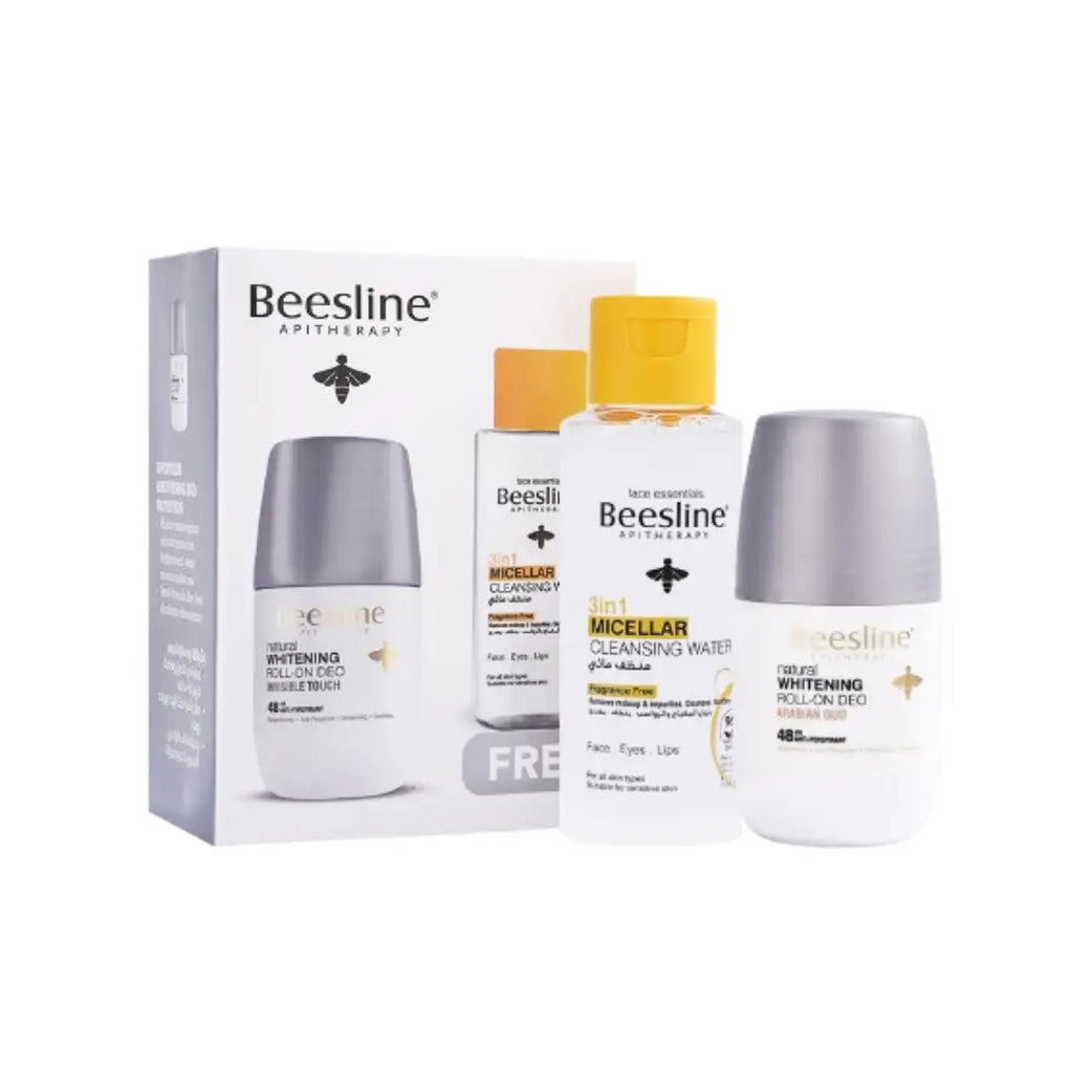 Beesline Invisible Touch Deo Roll On 50ml and Micellar Cleansing Water 100ml Promo Pack Daily Freshness and Cleansing Set