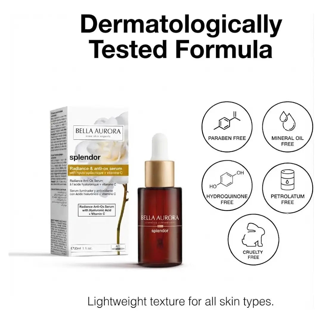 Bella Aurora Splendor Radiance & Anti-Ox Serum 30ml – Vitamin C, Hyaluronic Acid & Niacinamide