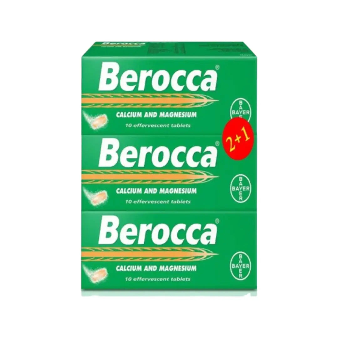Berocca Calcium & Magnesium Effervescent Tablets 2+1 Offer – Vitamin Mineral Energy Drink Tablets