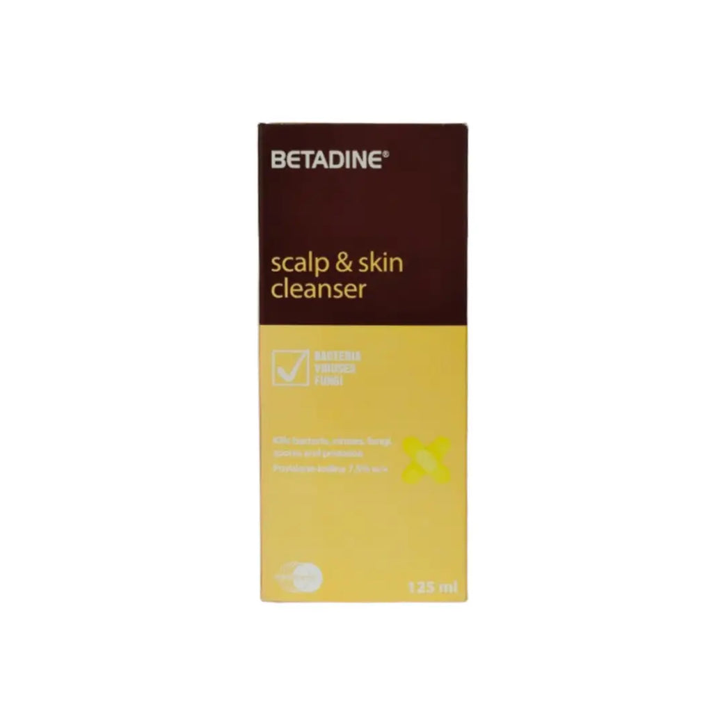 Betadine Scalp &amp; Skin Cleanser 125ml is a gentle antibacterial cleanser