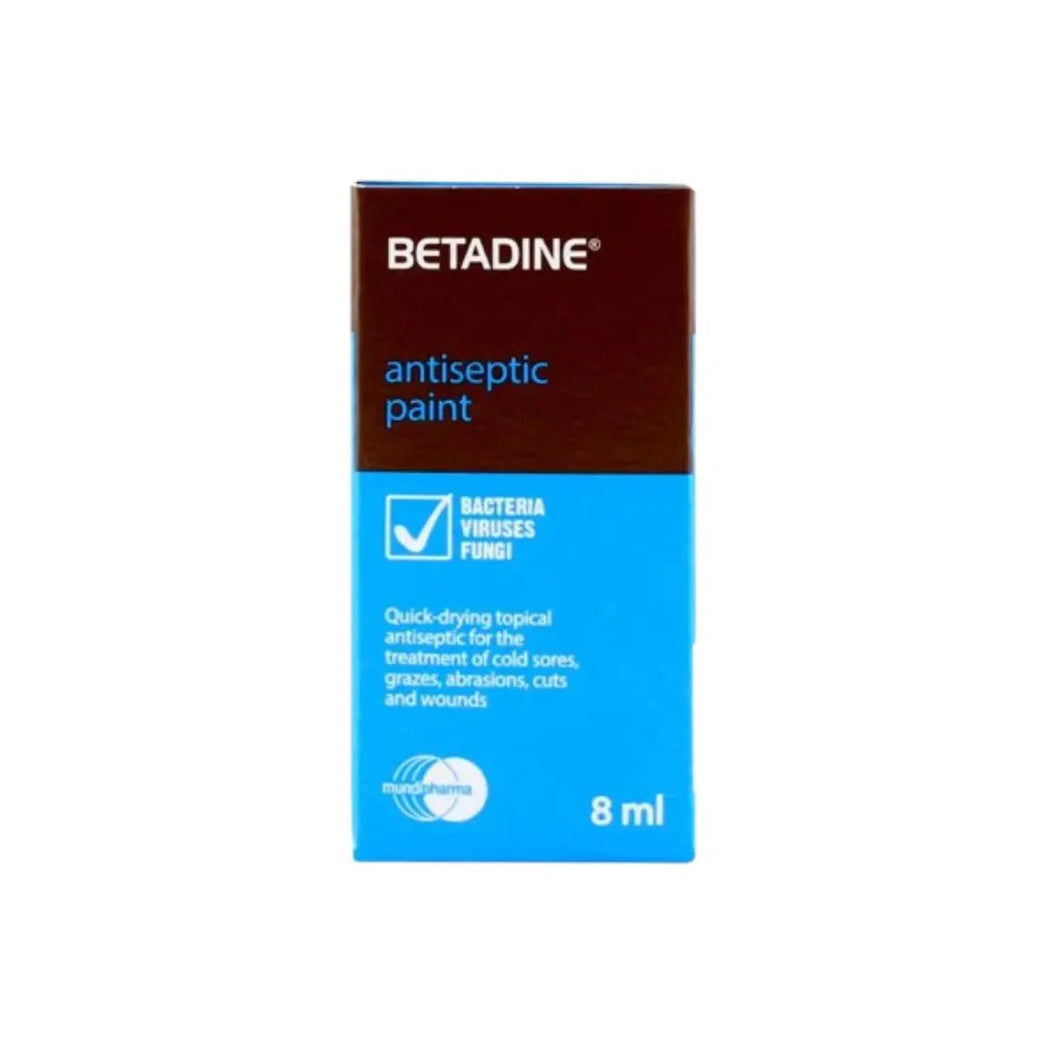 Betadine Antiseptic Paint 8ml – povidone-iodine solution for wound care and infection prevention