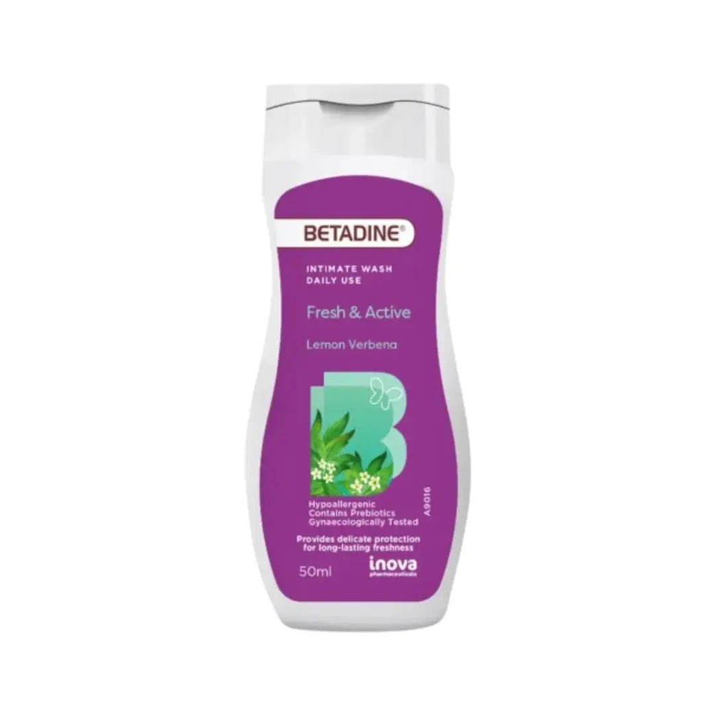 Betadine Intimate Wash Fresh & Active Lemon Verbena 50ml – Gentle Feminine Hygiene Cleanser