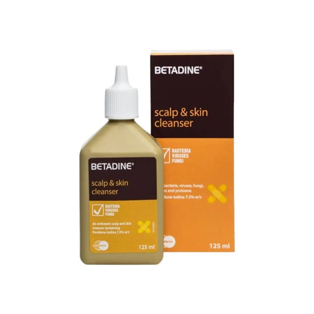 Betadine Scalp & Skin Cleanser 125ml  povidone-iodine antiseptic cleanser for scalp and skin hygiene