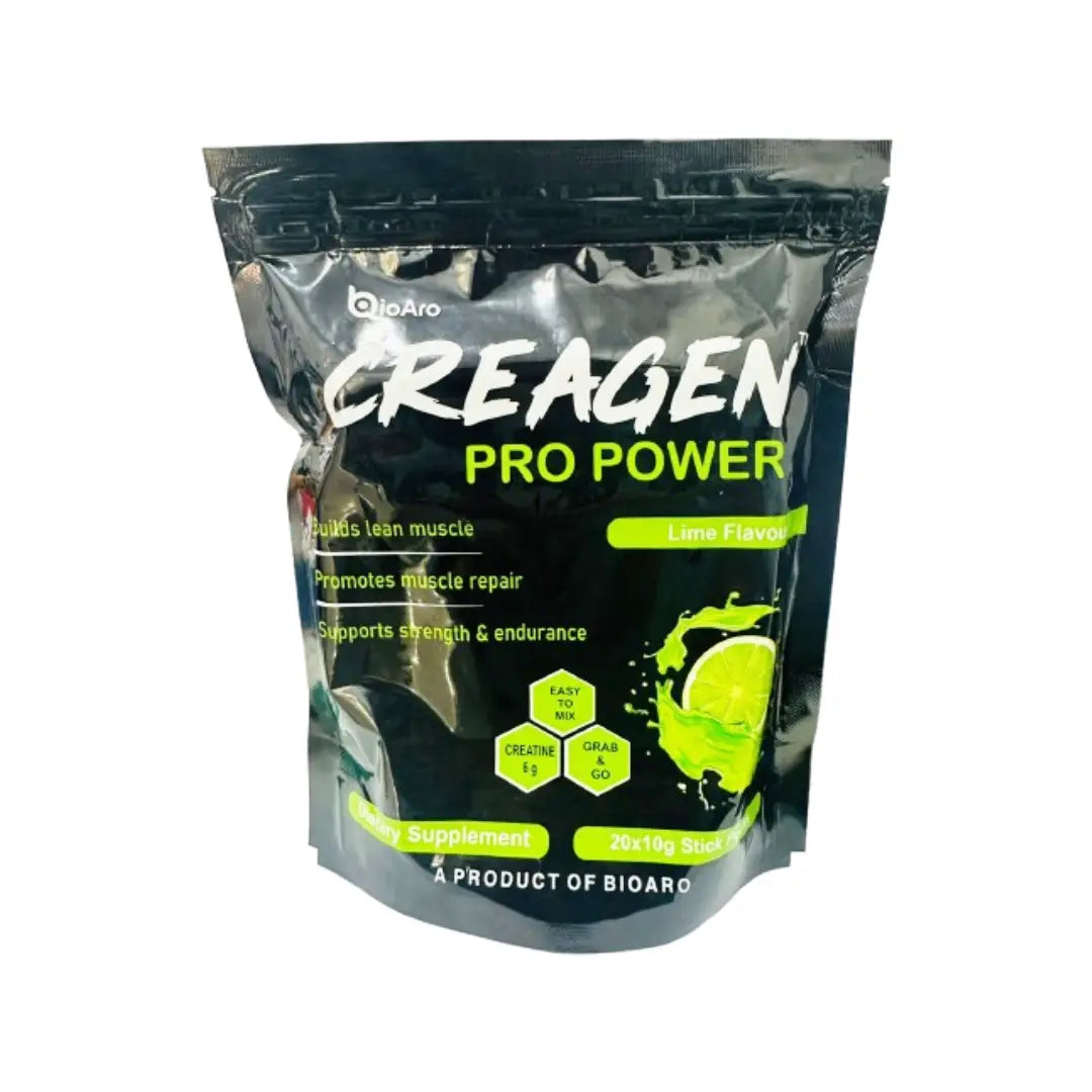BioAro Creagen Pro Power Lime Stick Packs 10g x 20s – Performance & Endurance Support Supplement