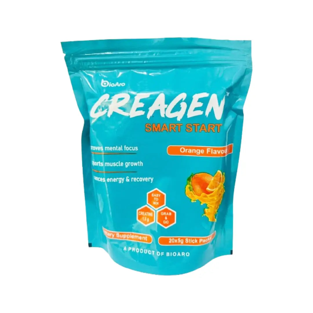 BioAro Creagen Smart Start Orange Stick Packs 5g x 20s – Daily Energy & Focus Support Supplement