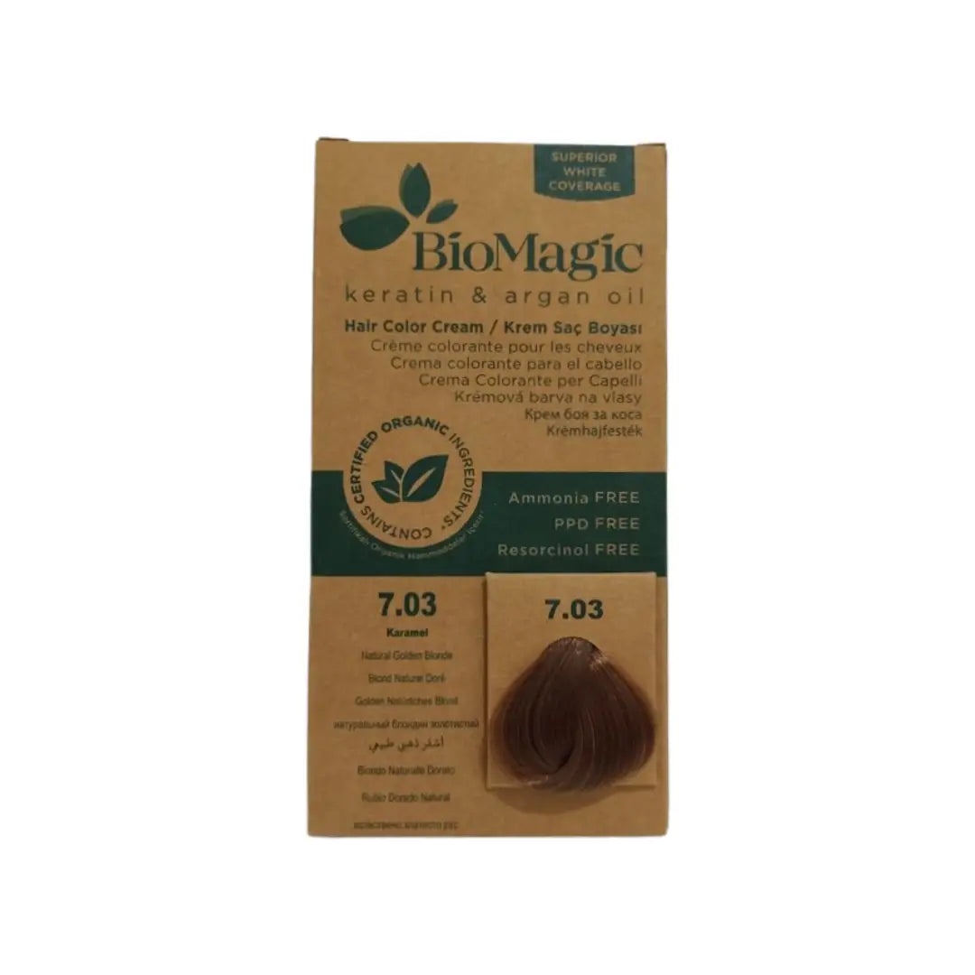 BioMagic Hair Color Natural Golden Blonde 7.03 hair dye box packaging