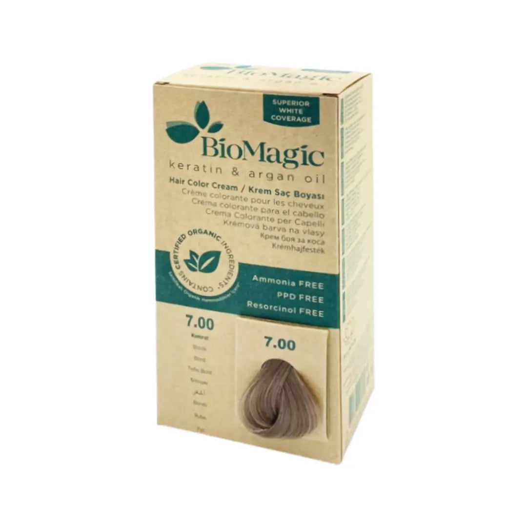 BioMagic Hair Color Blonde 7.00 - Permanent Hair Dye for Natural Blonde Color & Grey Coverage