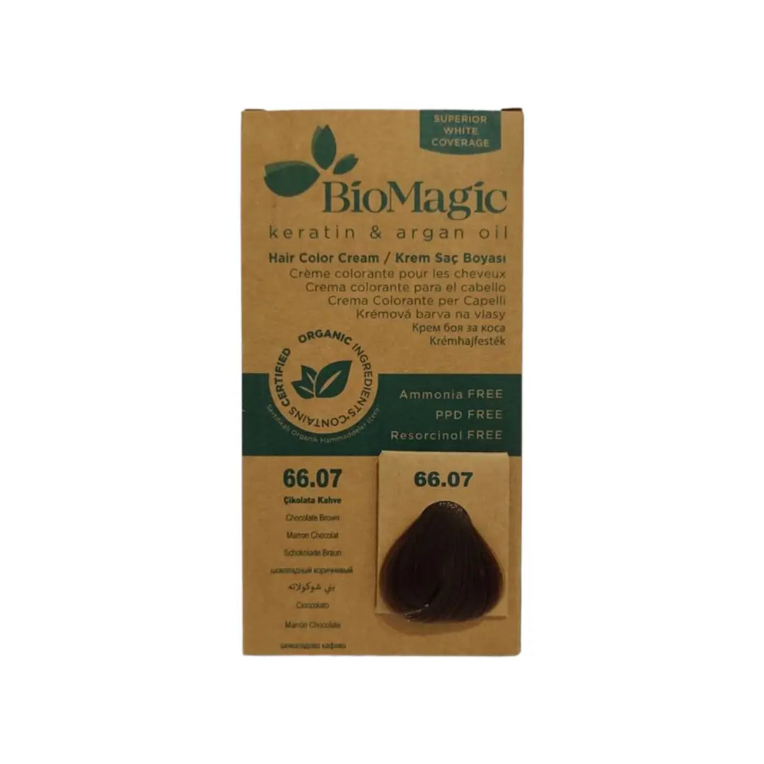 BioMagic Hair Color Chocolate Brown 66.07 hair dye box packaging
