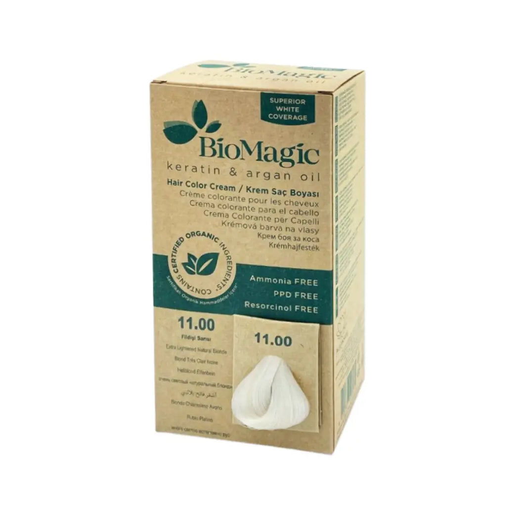 BioMagic Hair Color Extra Lightened Natural Blonde 11.00 - Permanent Hair Dye with Grey Coverage