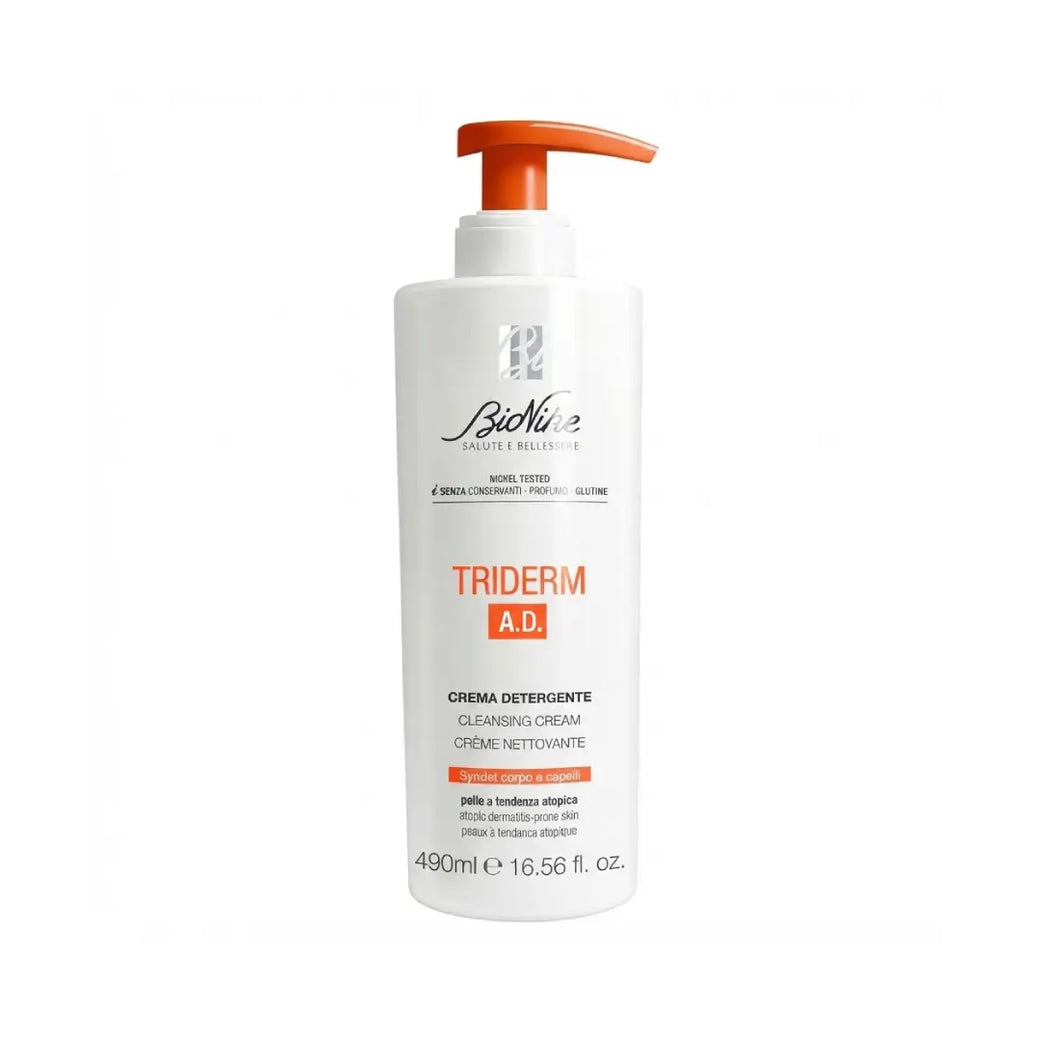 BioNike Triderm A.D. Cleansing Cream 490ml – Gentle Moisturizing Cleanser for Dry Skin