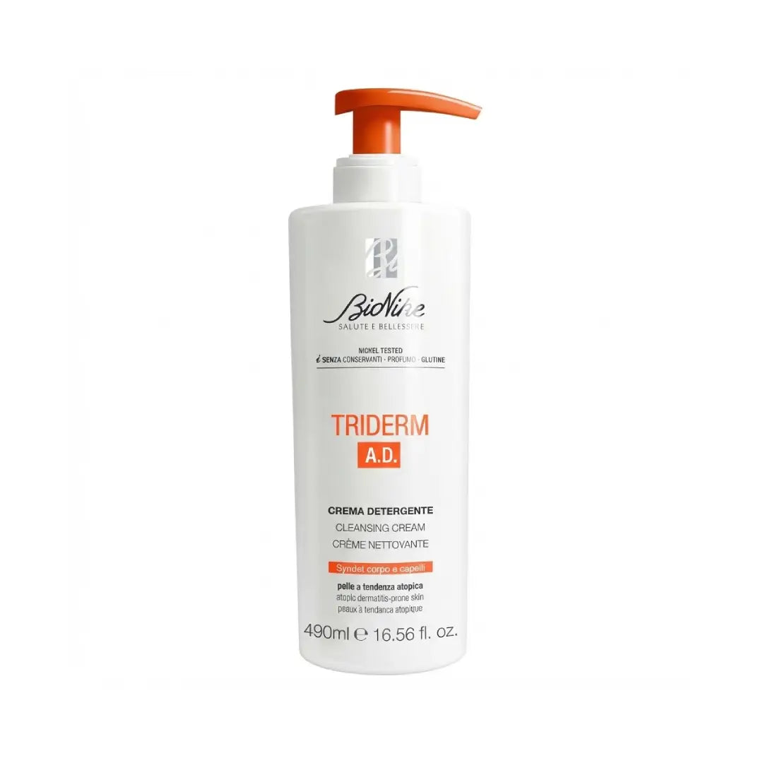 BioNike Triderm A.D. Cleansing Cream 490ml – Gentle Moisturizing Cleanser for Dry Skin