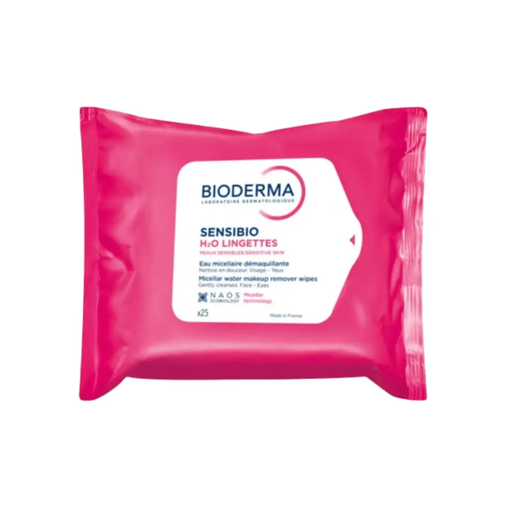Bioderma Sensibio Wipes 25s – Gentle Micellar Cleansing & Makeup Removal for Sensitive Skin