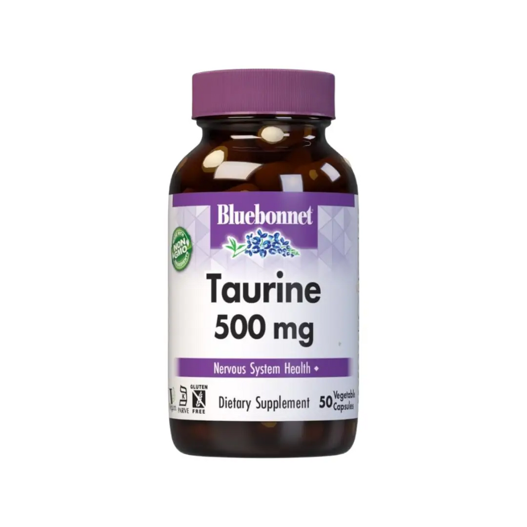BlueBonnet Taurine 500mg Vegetable Capsules 50s – Amino Acid Supplement for Energy & Heart Health