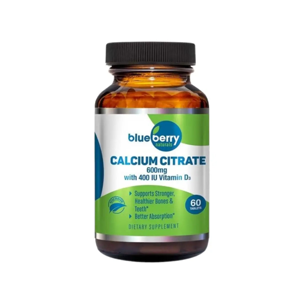 Blueberry Calcium Citrate 600mg Tablets 60s - Calcium Supplement for Bone & Teeth Health