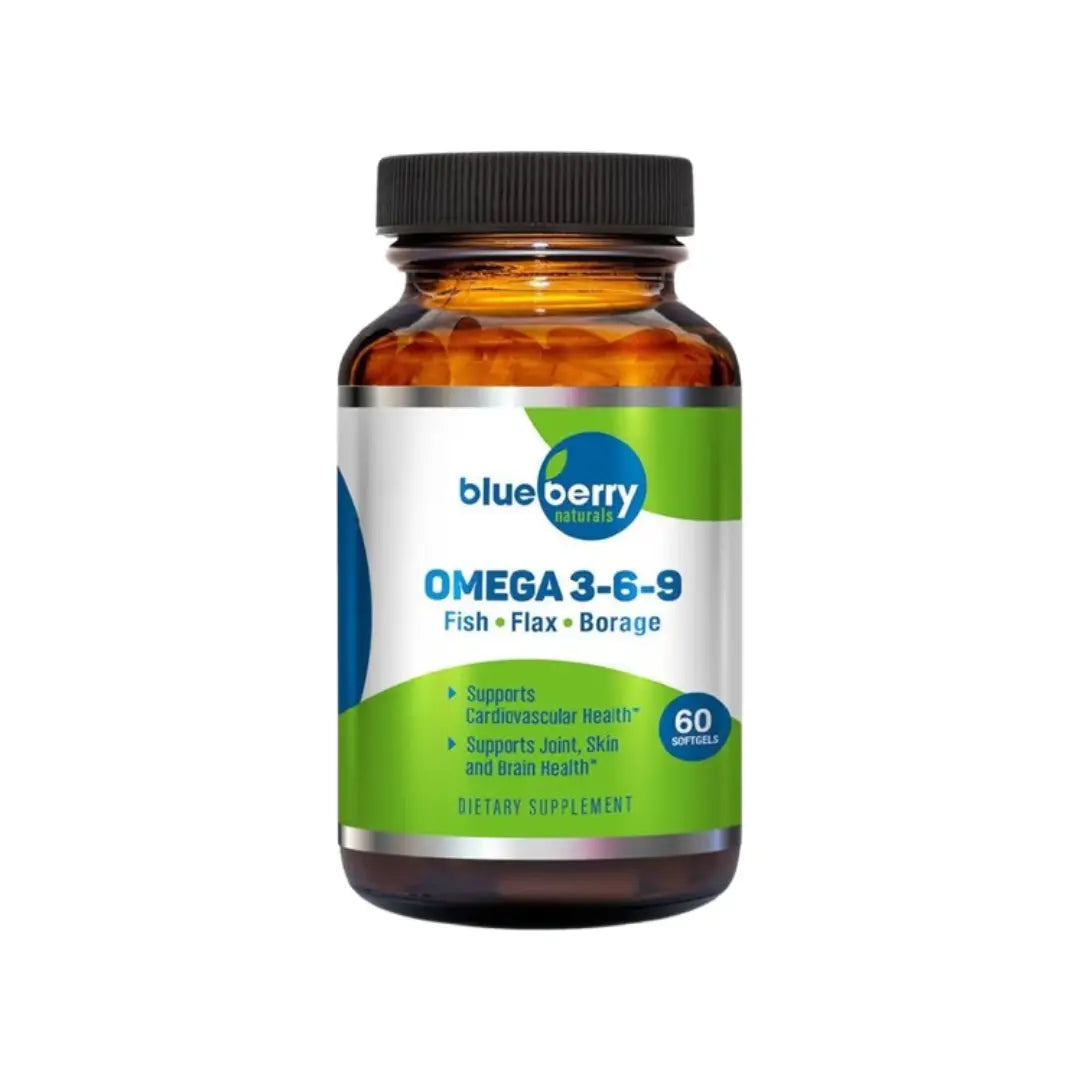 Blueberry Omega 3-6-9 Softgels 60s - Essential Fatty Acids Supplement for Heart & Brain Health