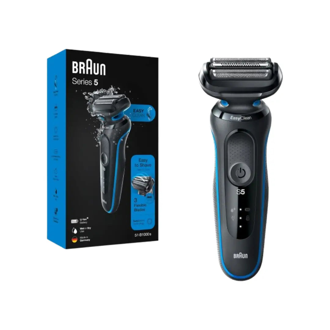Braun Series 5 Shaver 15.B1000S – Wet & Dry Electric Razor with Flexible Blades & Rechargeable Battery