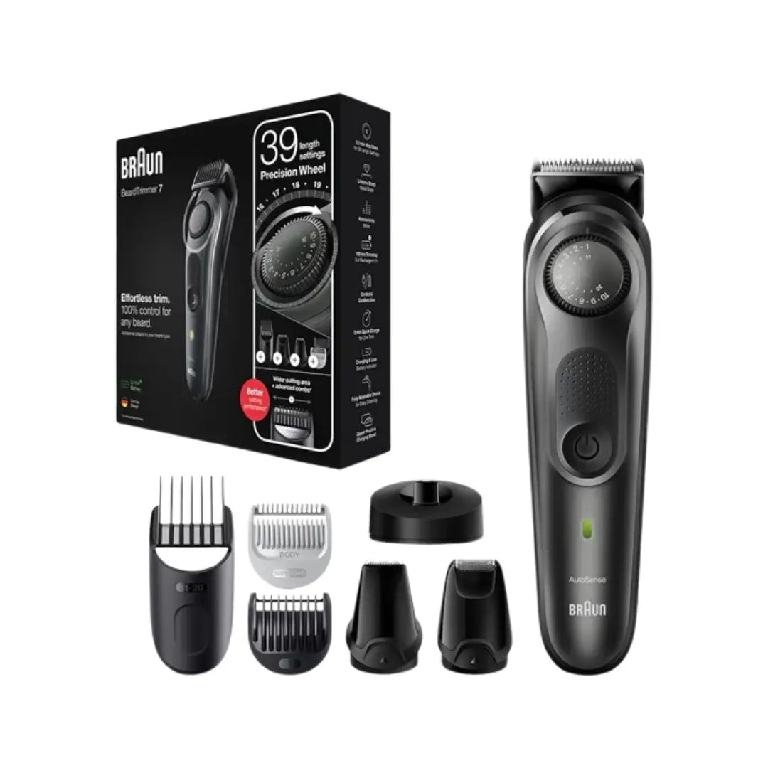 Braun Beard Trimmer 7 BT7350 – Precision Grooming Kit with 39 Length Settings & Rechargeable Battery