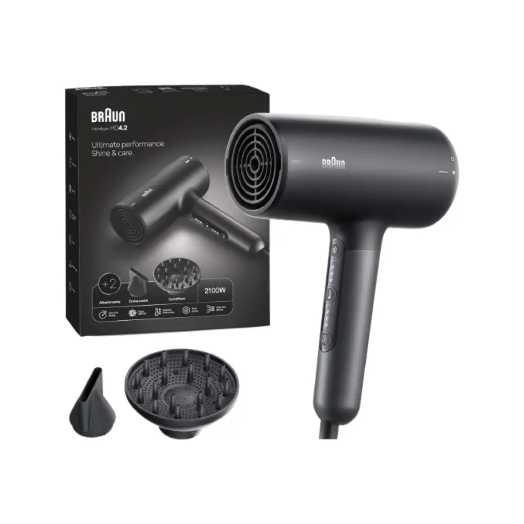 Braun Hair Dryer HD 4.2 – 2100W Ionic Hair Dryer with Fast Drying & Adjustable Heat Settings