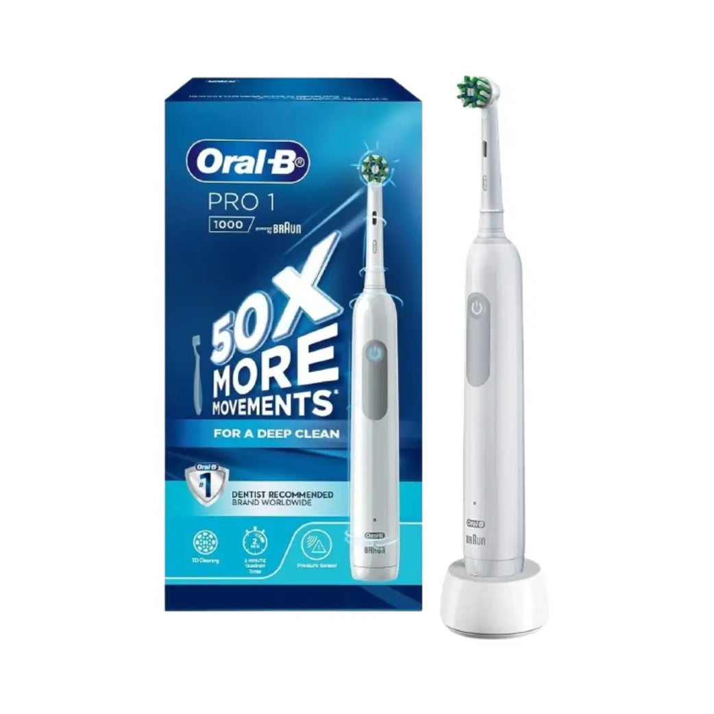 Oral-B Pro 1 1000 Deep Clean Rechargeable Electric Toothbrush by Braun – Plaque Removal & Built-In Timer
