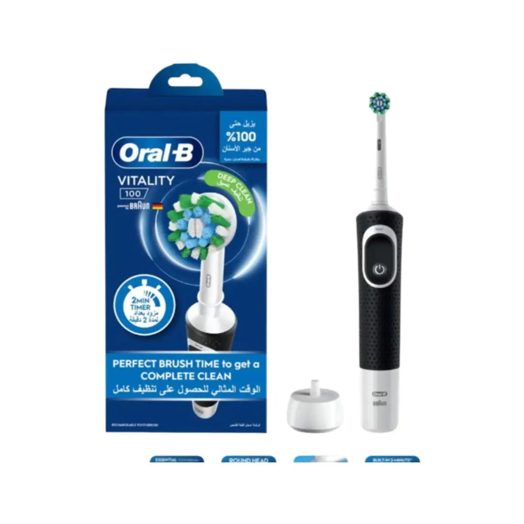Braun Oral-B Vitality 100 Rechargeable Toothbrush Black D100.413.1 – Electric Toothbrush