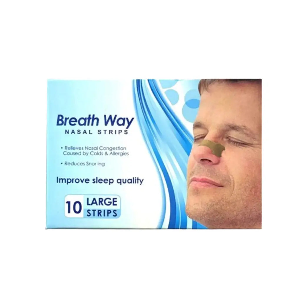 Breath Way Nasal Strips Large 10s | Drug-Free Nasal Breathing Strips for Snoring & Congestion Relief