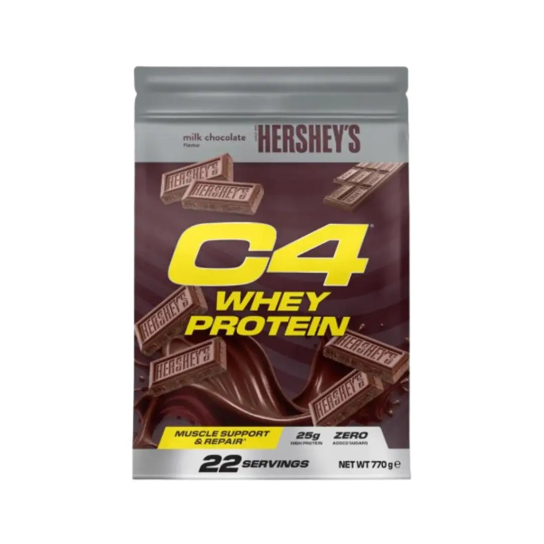 Hershey’s Milk Chocolate whey protein powder C4