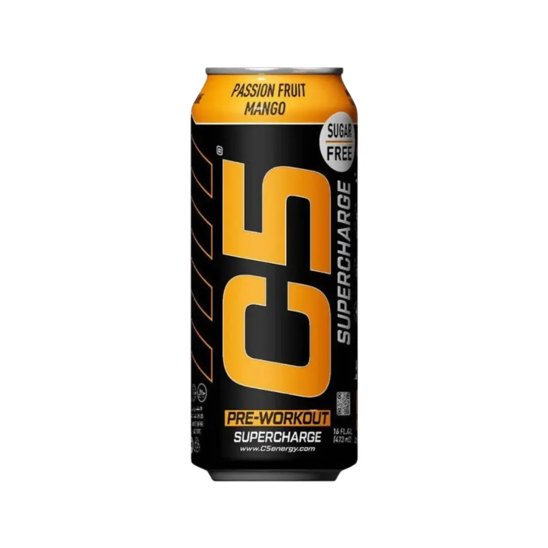 C5 Pre-Workout Supercharge Drink Passion Fruit Mango 473ml | Energy & Focus RTD Pre-Workout Beverage