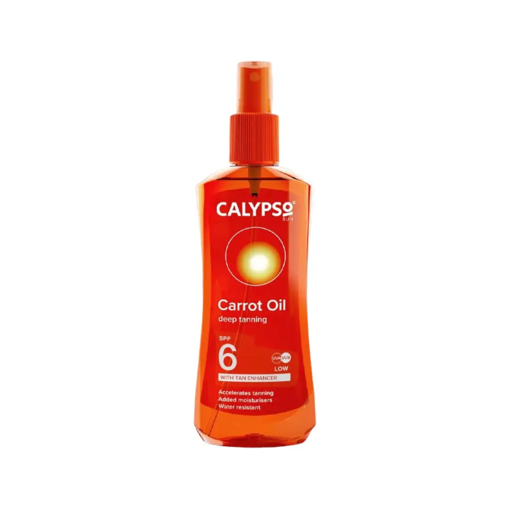 Calypso Carrot Oil Deep Tanning Spray SPF6 200ml – Low Protection Tanning Oil Spray