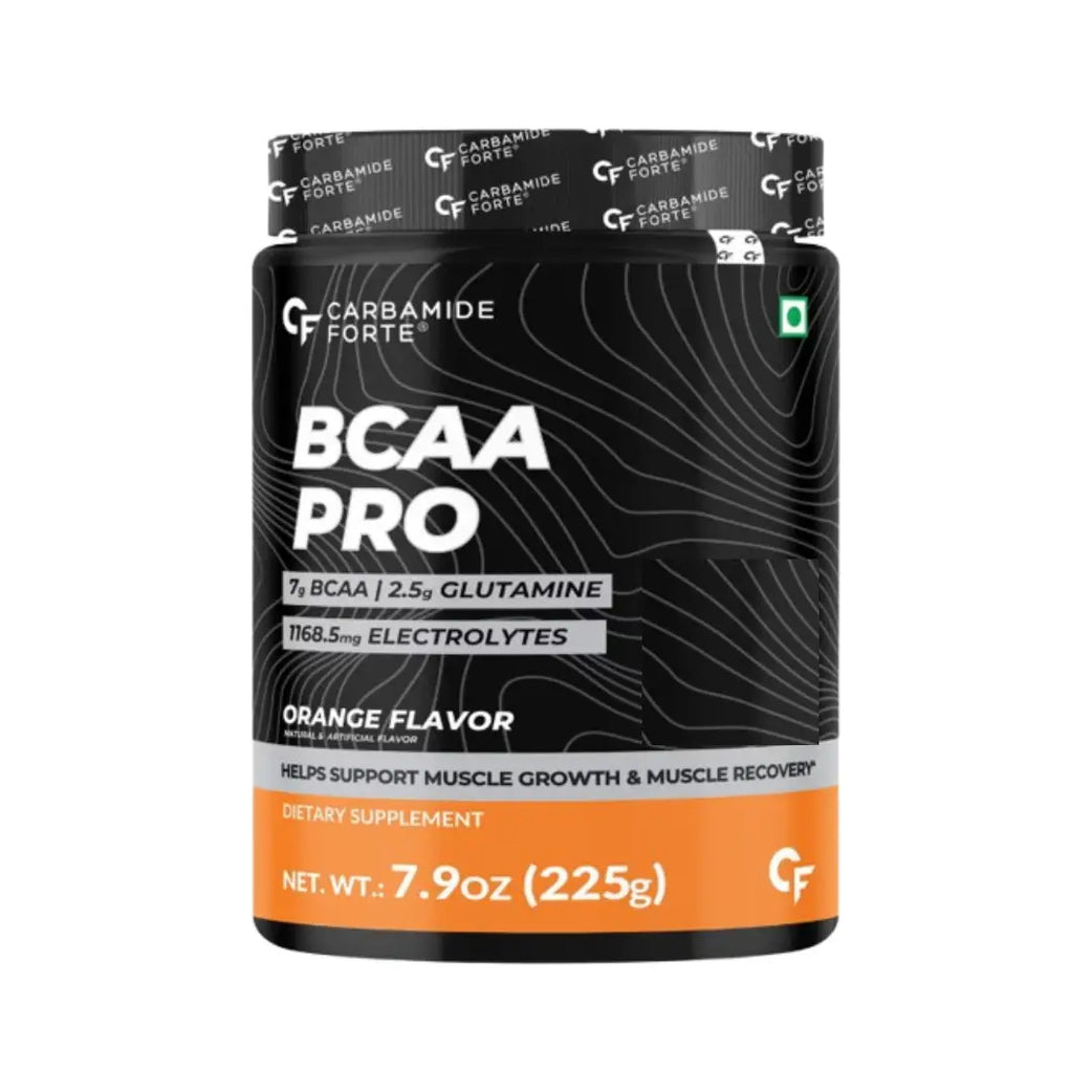 Carbamide Forte BCAA PRO Powder 225 g – Orange Flavour | Essential Amino Acid Supplement  15 Servings