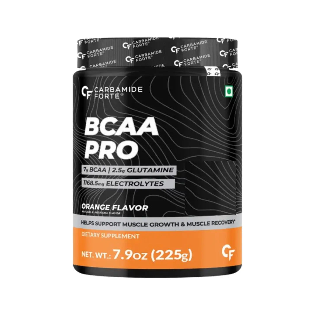 Carbamide Forte BCAA PRO Powder 225 g – Orange Flavour | Essential Amino Acid Supplement  15 Servings