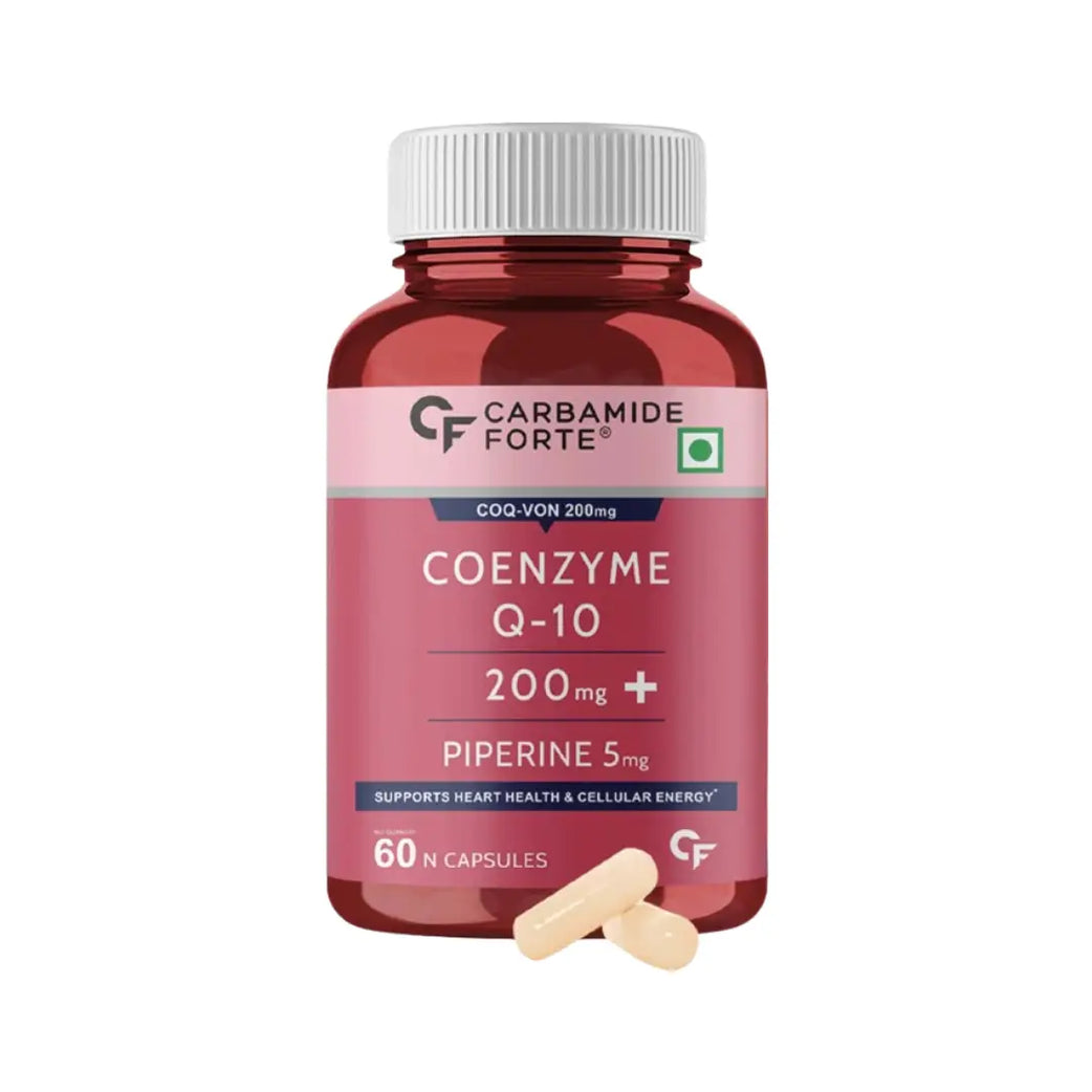 Carbamide Forte Coenzyme Q10 200 mg Tablets – CoQ10 Supplement with Piperine - 60 Tablets