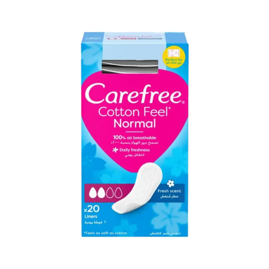Carefree Cotton Feel Fresh Scent Pantyliners S/M 20s – Soft Daily Panty Liners for Everyday Freshness