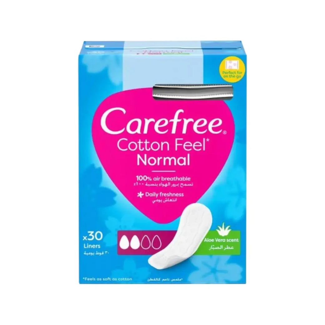 Carefree Cotton Feel Normal Panty Liners 30s | Aloe Vera Scent Daily Freshness & Comfort Liners
