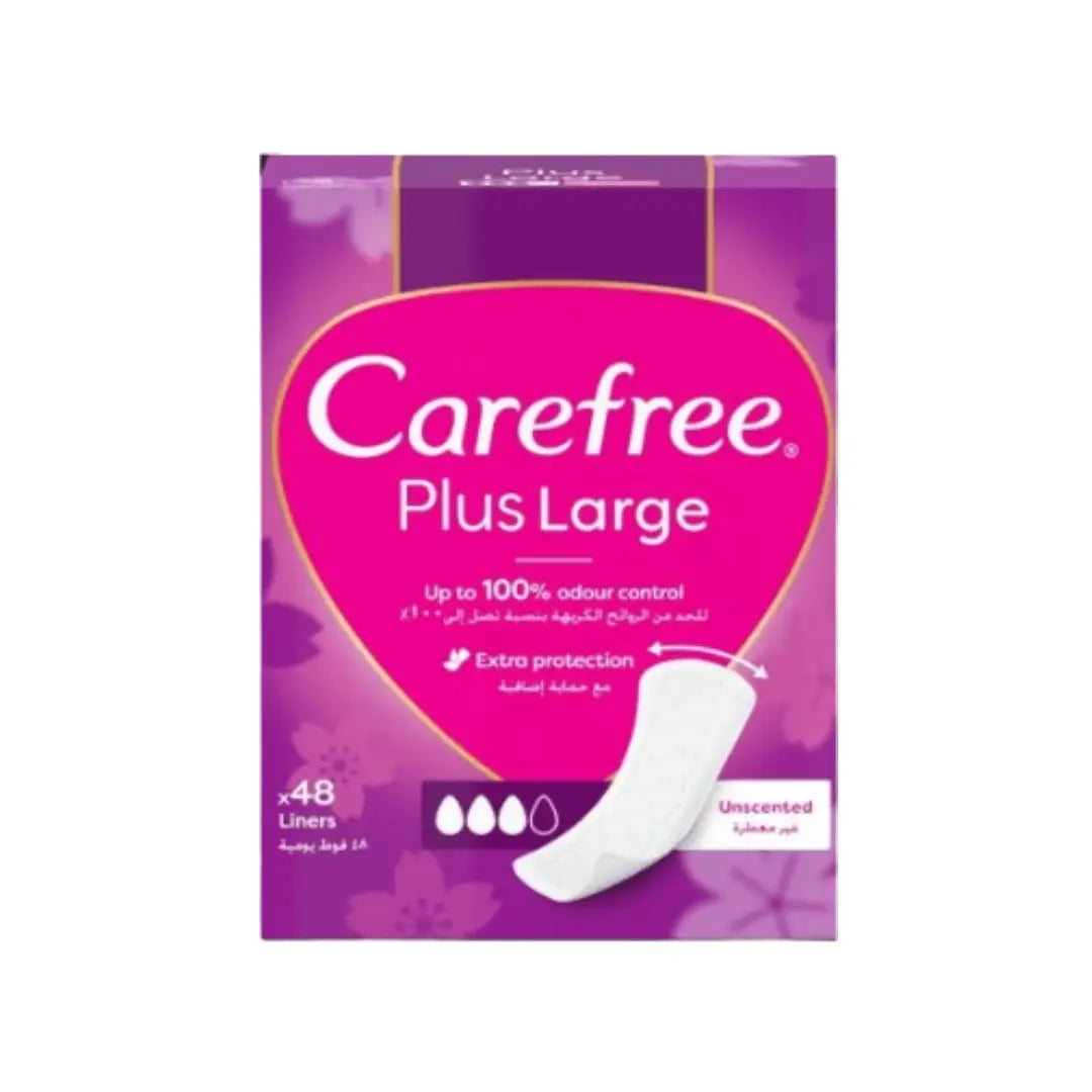 Carefree Plus Large Unscented Panty Liners 48s | Daily Freshness & Long Comfort Protection Liners