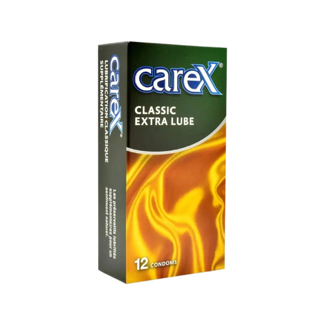 Carex Classic Extra Lube Condoms 12 Pack – Extra Lubricated Natural Latex Condoms for Comfort & Reliable Protection