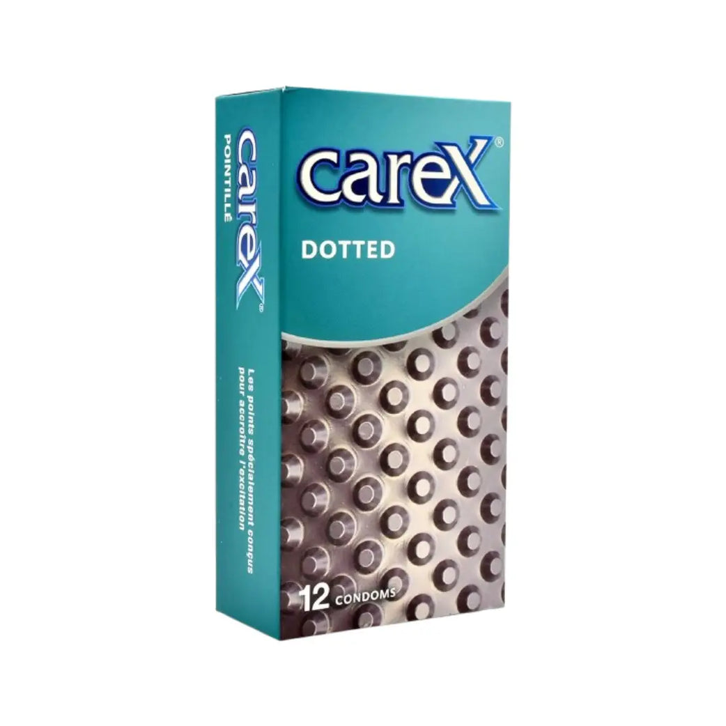 Carex Dotted Condoms 12 Pack – Textured Natural Latex Condoms for Enhanced Sensation & Reliable Protection