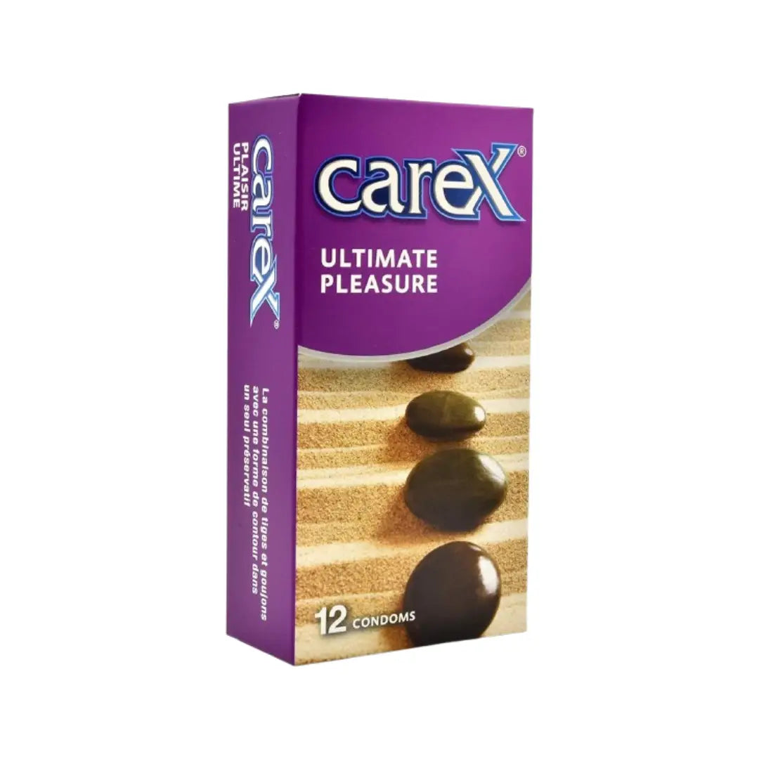 Carex Ultimate Pleasure Condoms 12 Pack – Textured Latex Condoms for Enhanced Sensation and Reliable Protection