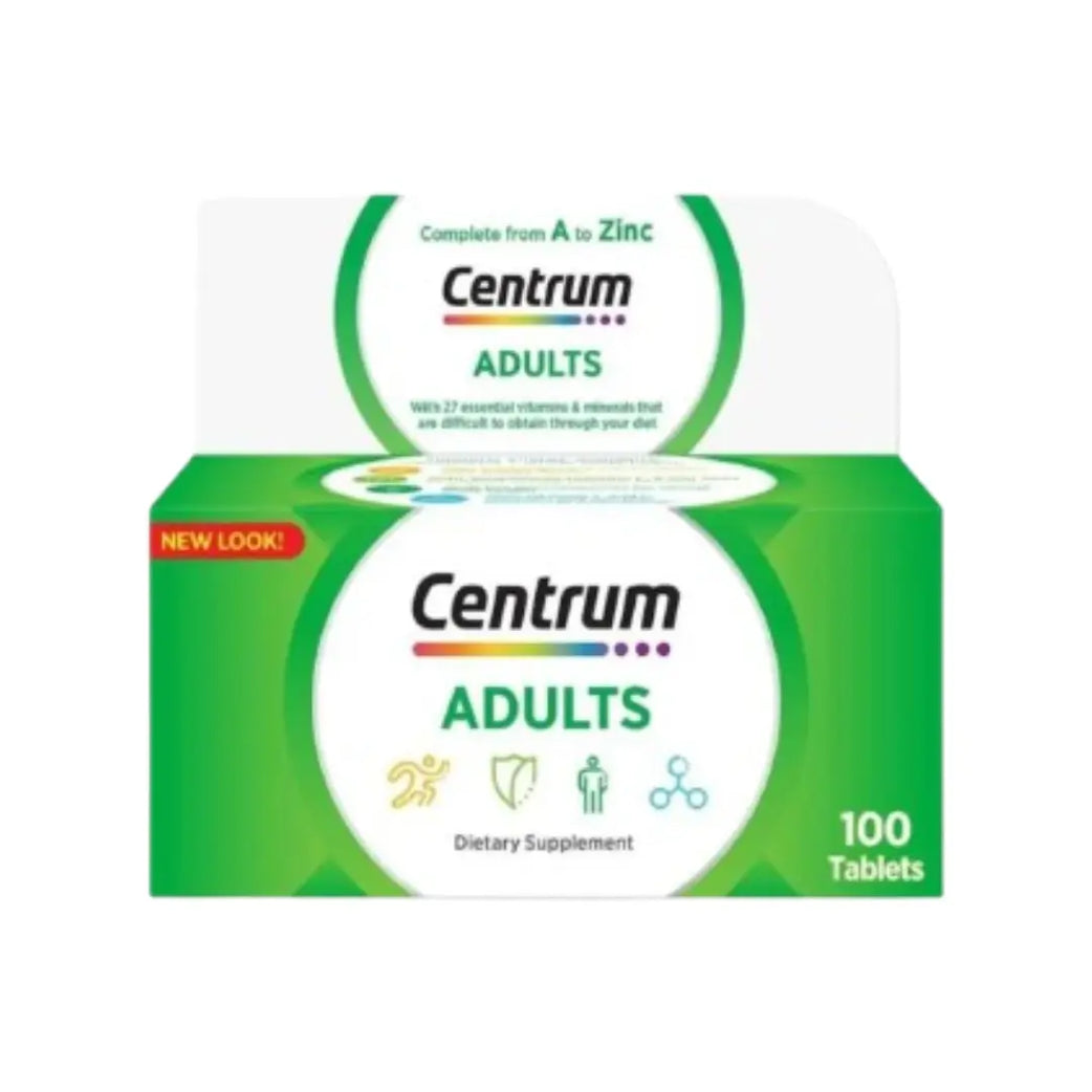 Centrum Adults Multivitamin Tablets 100 Count – Daily Vitamins & Minerals Supplement for Nutritional Support