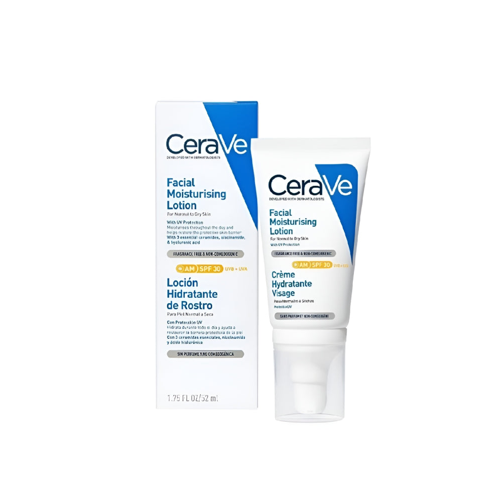 لوشن ترطيب الوجه CeraVe AM بمعامل حماية من الشمس SPF 30، خالٍ من العطور ولا يسبب انسداد المسامات، 52 مل
