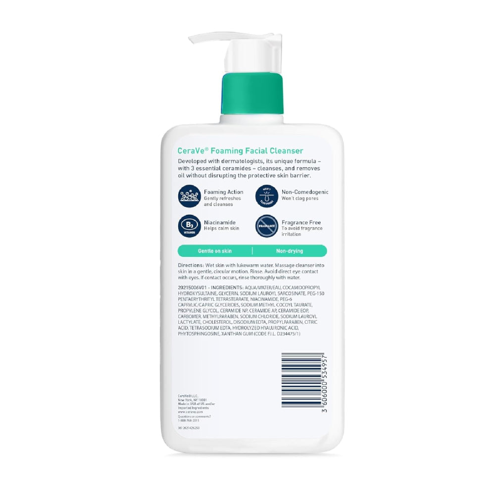 CeraVe Foaming Facial Cleanser for Normal to Oily Skin