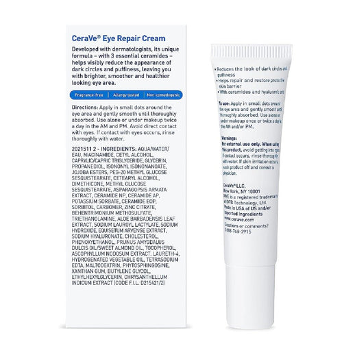 CeraVe Eye Repair Cream 14ml tube – hydrating under-eye cream with ceramides and hyaluronic acid
