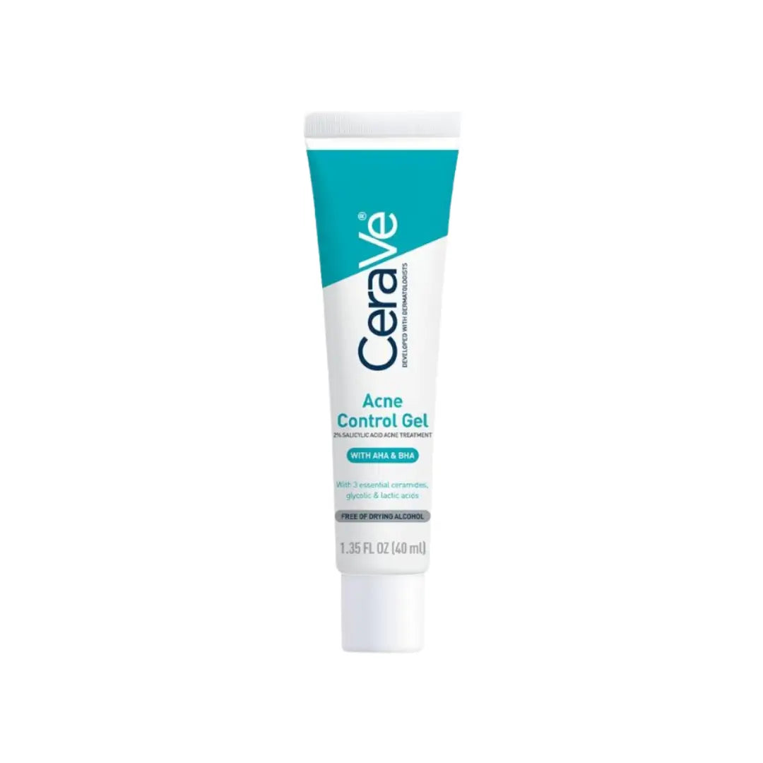 CeraVe Acne Control Gel 40ml leave-on facial gel with 2% salicylic acid for blemish-prone skin.