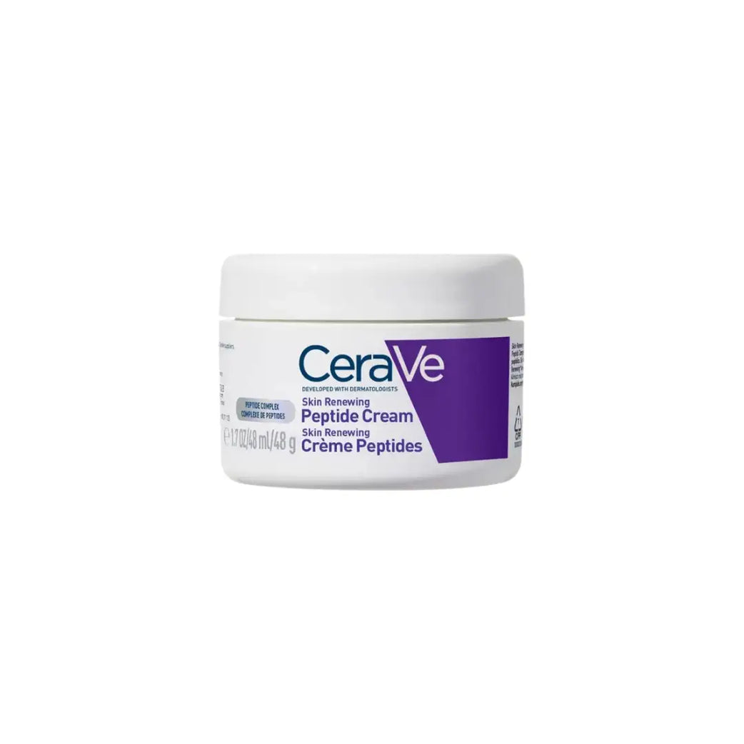 CeraVe Skin Renewing Peptide Cream 48g facial moisturizer with peptides, ceramides, and hyaluronic acid for hydrated, smoother-looking skin.
