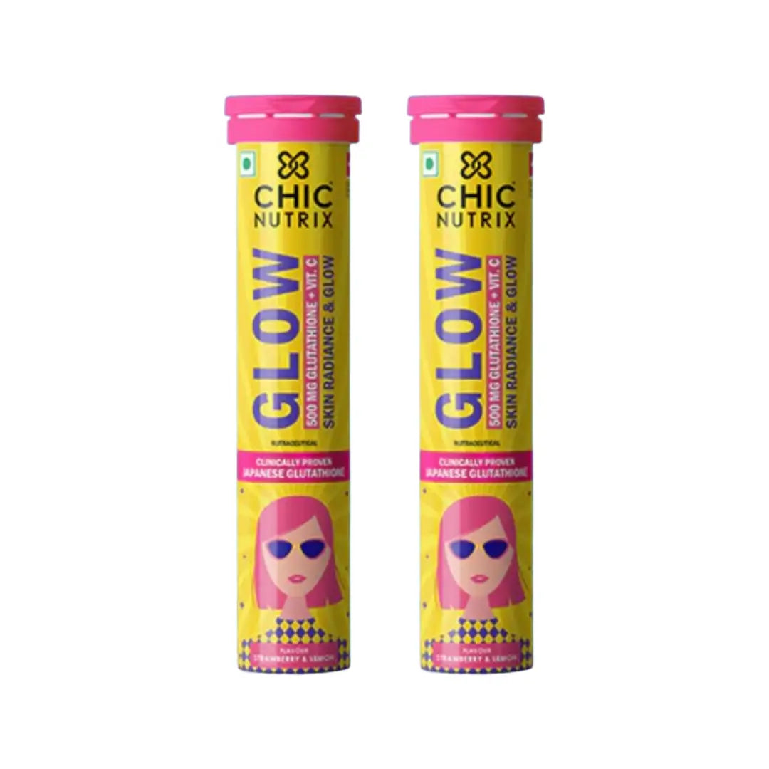 Chic Nutrix Glow 500mg Glutathione + Vitamin C Strawberry & Lemon Effervescent Tablet 10s - 2 Packs