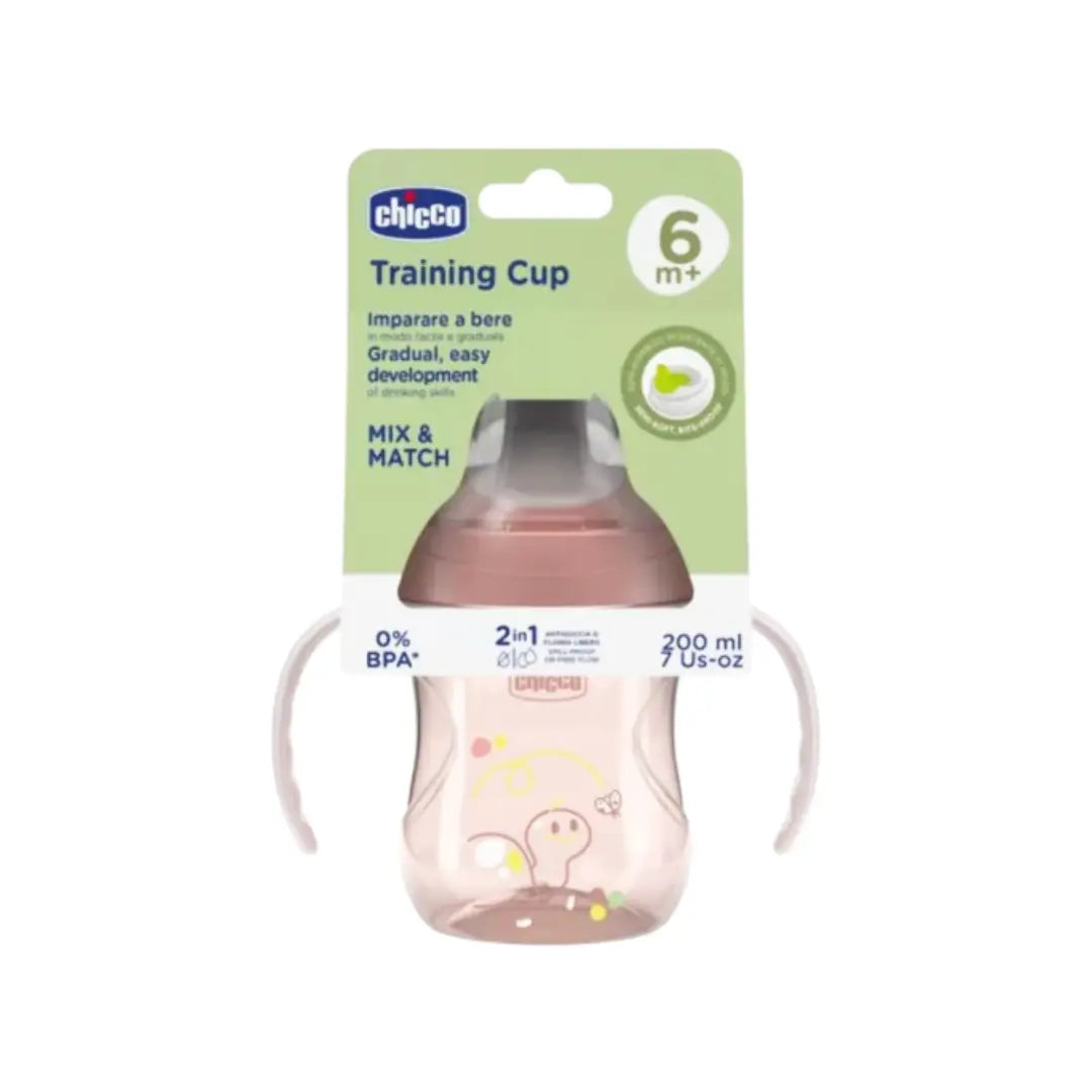 Chicco Training Cup 6M+ Pink| Spill-Proof Baby Transition Cup with Handles