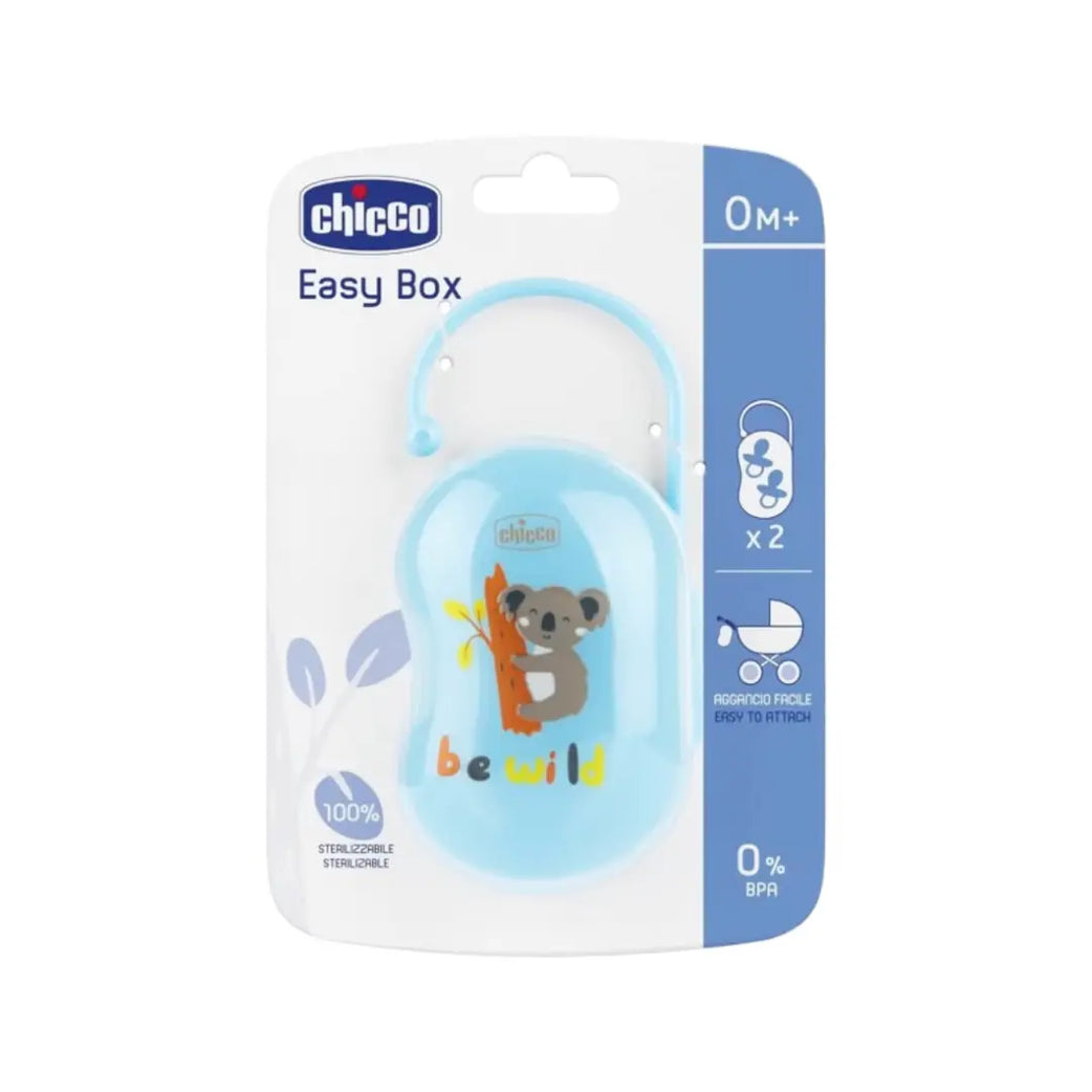 Chicco Double Soother Holder Blue 0M+ | Baby Pacifier Clip Case Holder for Newborns