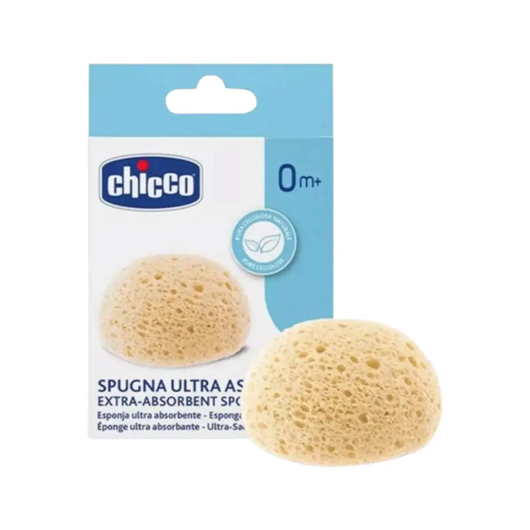 Chicco Extra Absorbent Sponge 0M+ | Soft Natural Baby Bath Sponge for Newborns