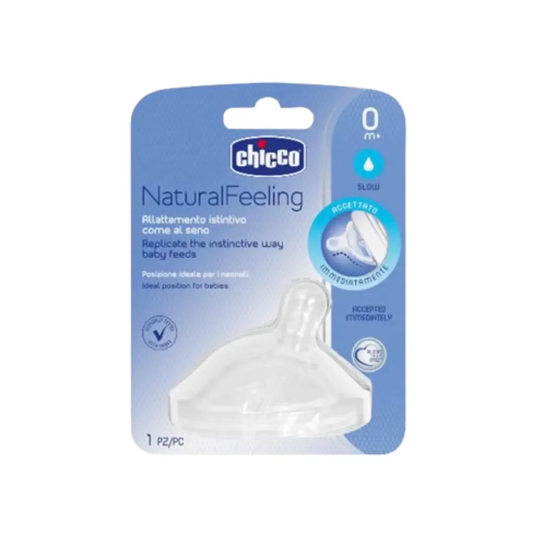 Chicco Natural Feeling Teat 0M+ Slow Flow 1 Pack | Newborn Silicone Baby Bottle Teat