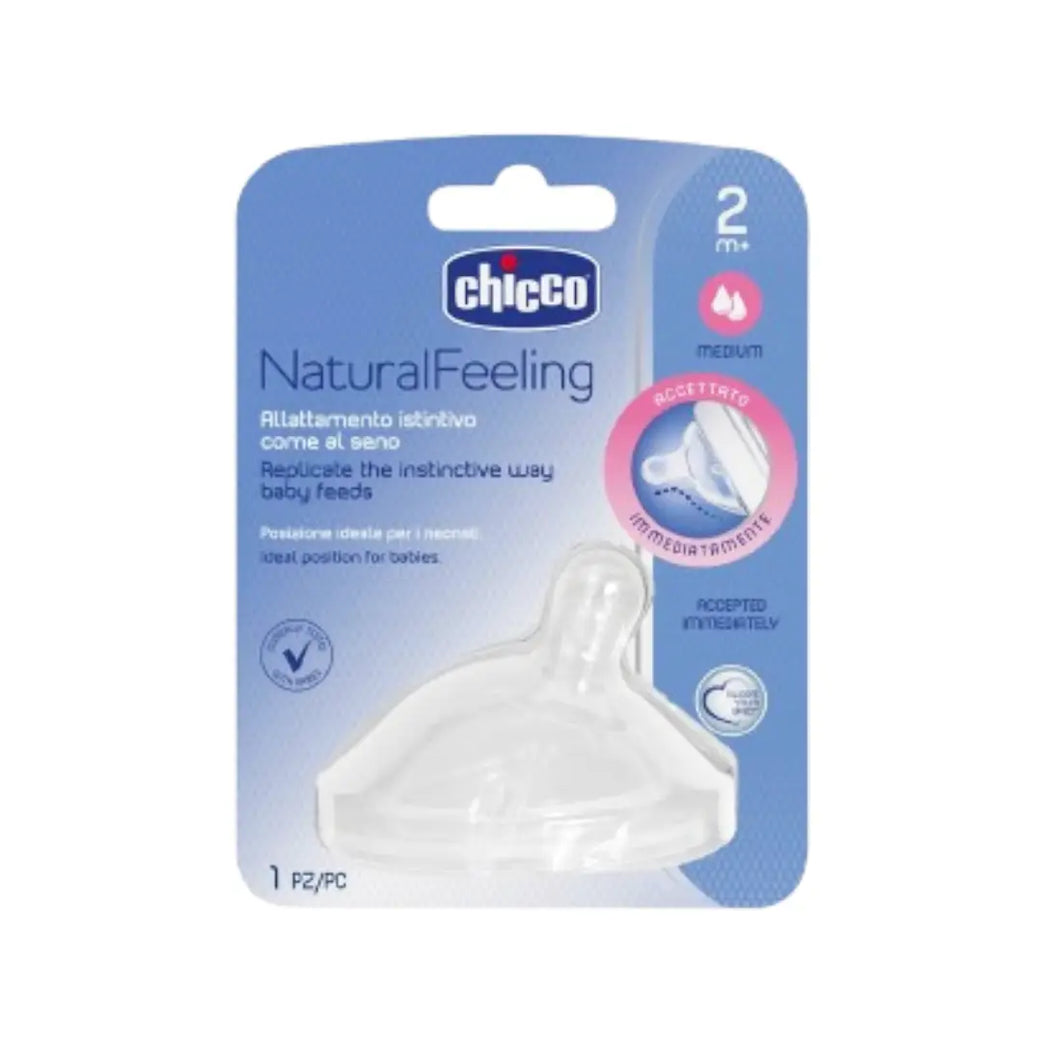Chicco Natural Feeling Teat 4M+ Adjustable Flow 2 Pack | Silicone Baby Bottle Teats