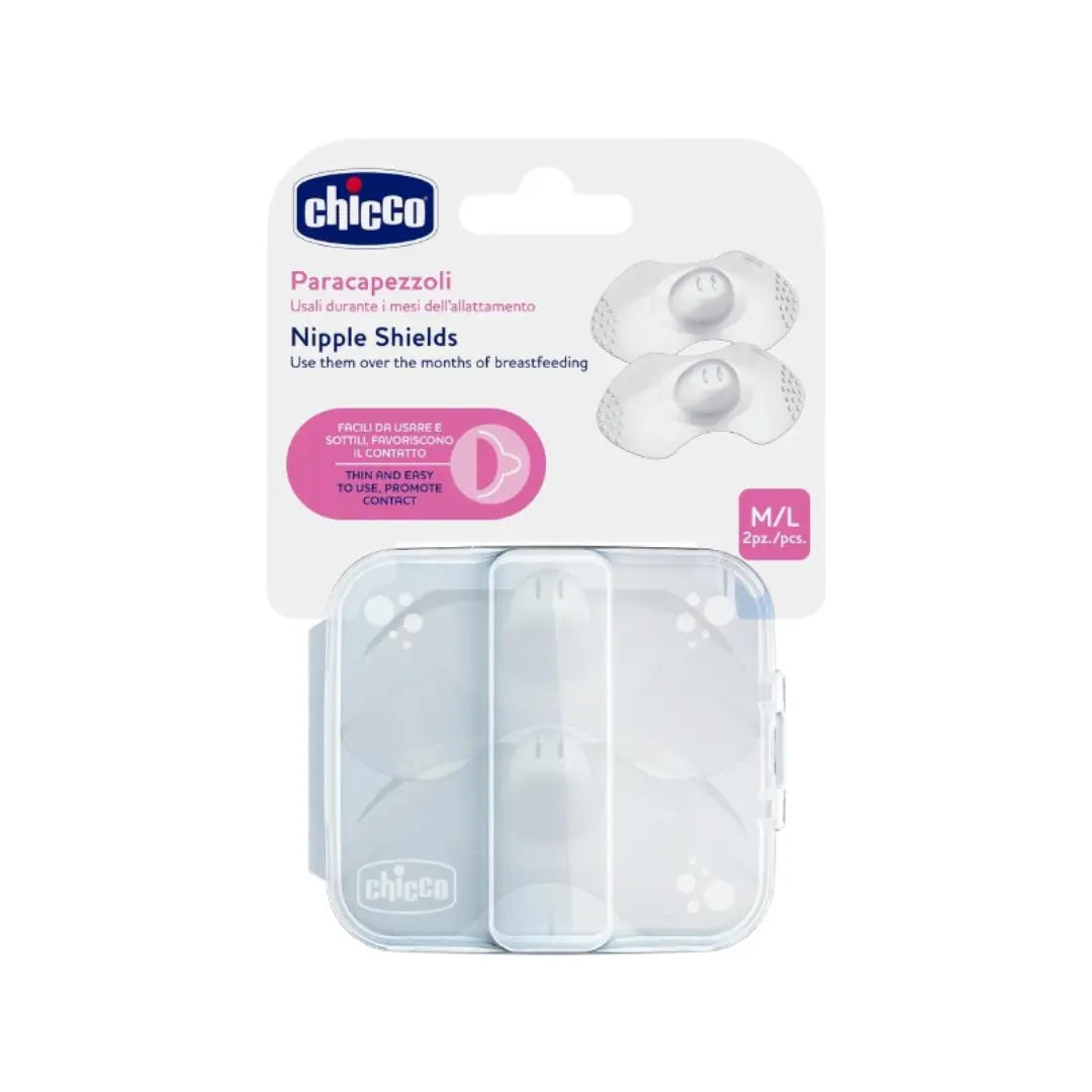Chicco Nipple Shields Medium/Large 2 Pack | Breastfeeding Silicone Shields for Comfort & Protection